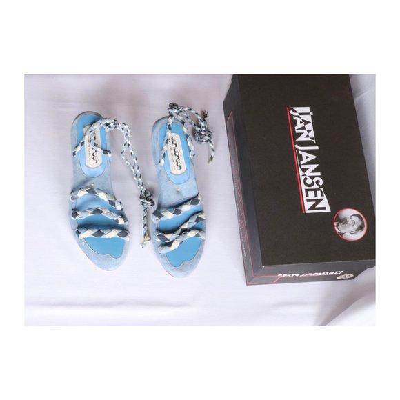 Jan Jansen Blue Lace Up Wedge Heels NWOT - Picture 2 of 5